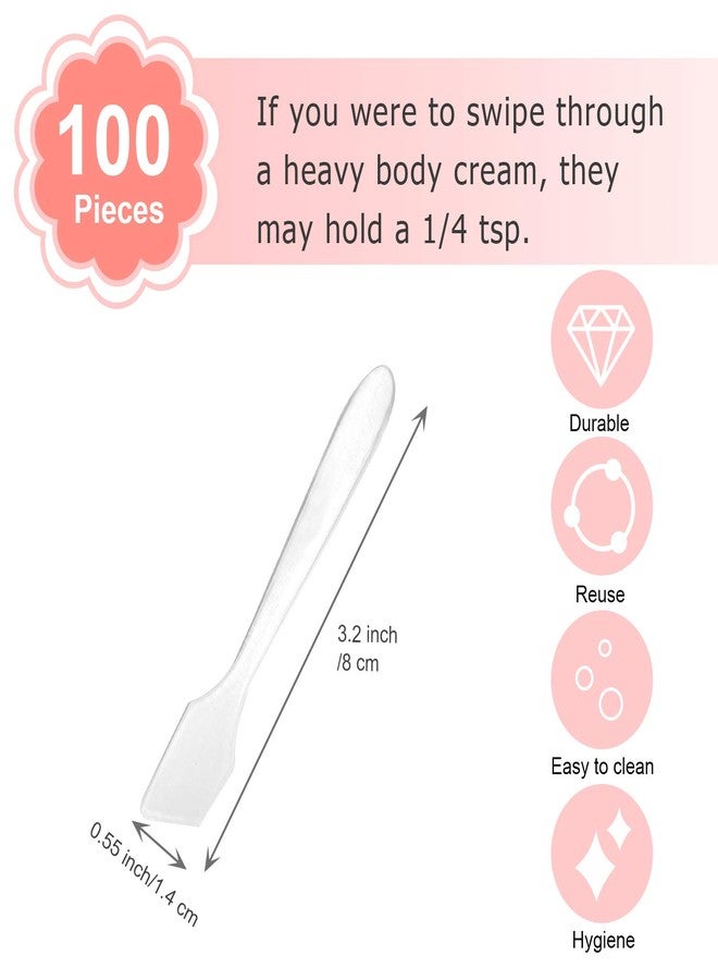 SumDirect Mini Spatulas 100 Pcs Face Spatula Cosmetic Spatula Frosted Clear Disposable Plastic Makeup Spatulas Mini - Image 2